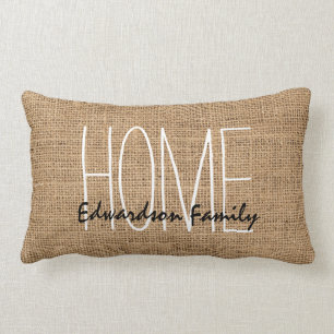 Coussin Rectangle Manuscrit rustique moderne de nom de famille de