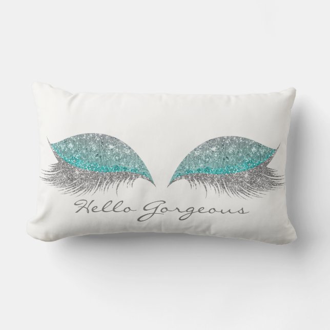 Coussin Rectangle Maquillage Parties scintillant Argent Lashes Gorge (Recto)