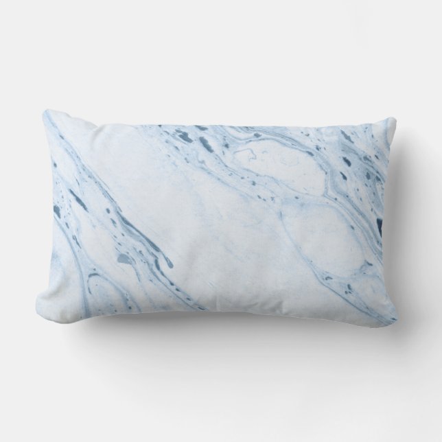 Coussin Rectangle Marbre blanc et gris bleu (Recto)
