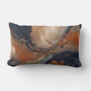 Coussin Rectangle Marbre bleu marine orange bleu clair tourbillonnan