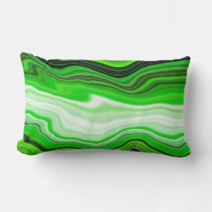 Coussin Rectangle Marbre vert et noir comme l'art fluidisé rayé