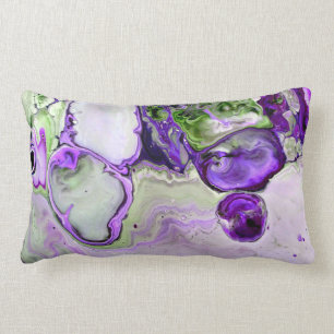 Coussin Rectangle Marbre vert violet clair Art Abstrait