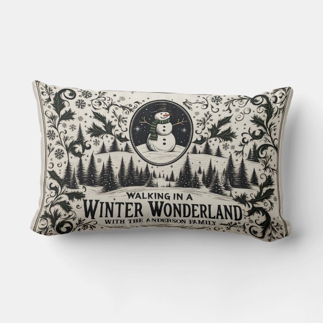 Coussin Rectangle Marcher dans un Wonderland d'hiver Snowman (Verso)