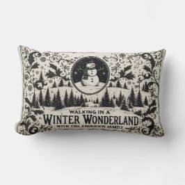 Coussin Rectangle Marcher dans un Wonderland d'hiver Snowman