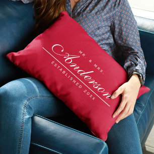 Coussin Rectangle Mariage de couleur Arrière - plan modifiable M. et