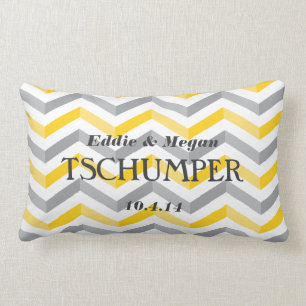 Coussin Rectangle Mariage jaune et gris de Chevron