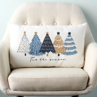Coussin Rectangle Marine Arbres Bleus Moderne Simple Noël