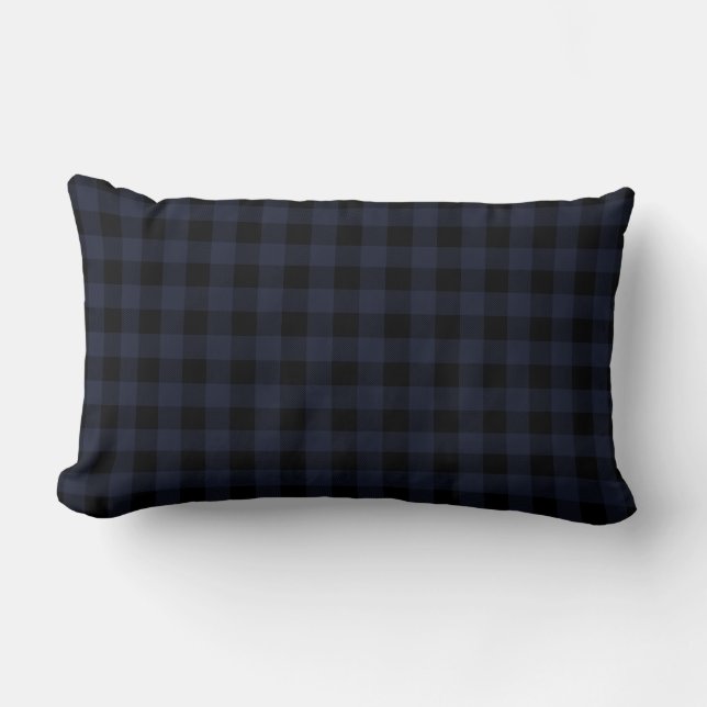 Coussin Rectangle Marine bleu et noir | Buffalo Plaid Style (Recto)