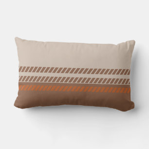 Coussin Rectangle Marron Classique et Tan et Orange avec des Rayures