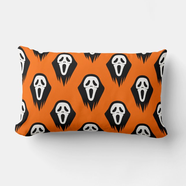 Coussin Rectangle Masque noir et blanc Masque de cri Orange Hallowee (Recto)