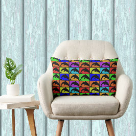 Coussin Rectangle Matrice arc-en-ciel des dauphins