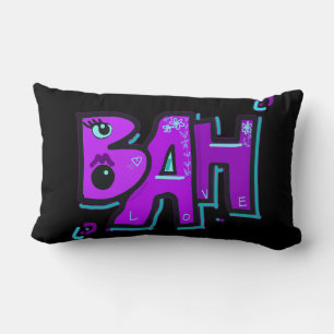 Coussin Rectangle Mazipoodles Bah Humbug Aimer Violet Turquoise Noir