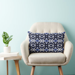 Coussin Rectangle Mazipoodles Neuro Art - Blanc Bleu Noir
