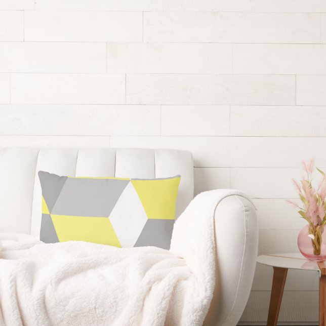 Coussin Rectangle MCM Jaune et gris moderne Motif géométrique (Canapé)