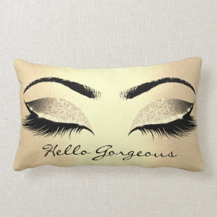 Coussin Rectangle Mèches de maquillage d'or de Champaigne bonjour