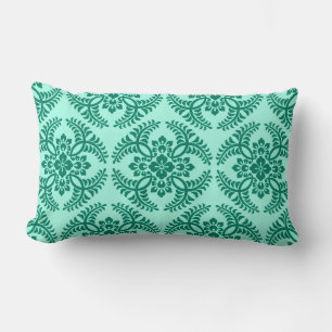 Coussin Rectangle Médaillon japonais Motif, Aqua et Turquoise