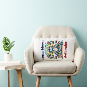 Coussin Rectangle Méditation de fentes paisibles avec fleurs de Lotu
