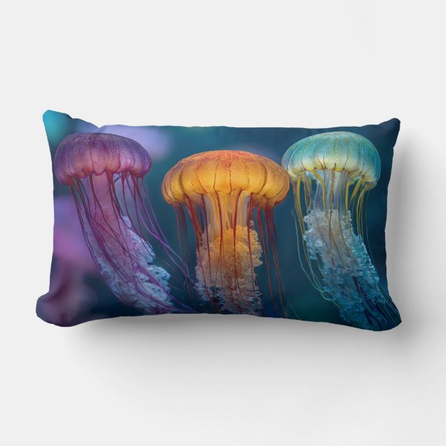 Coussin Rectangle Méduse couleur vive (Recto)
