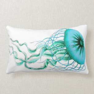 Coussin Rectangle Méduses de turquoise nautiques/coussin lombaire d