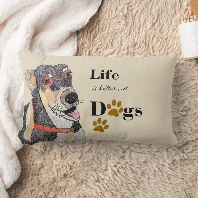 Coussin Rectangle meilleure vie avec les chiens (Couverture)