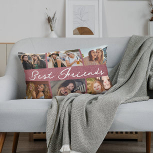 Coussin Rectangle Meilleurs amis collage de photos en calligraphie 