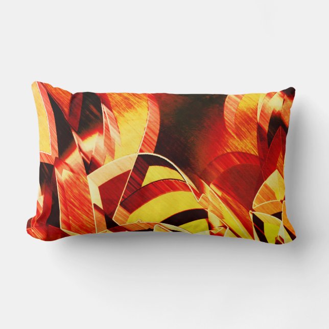 Coussin Rectangle Mélange de jaunissement avec rouge foncé, stries f (Recto)