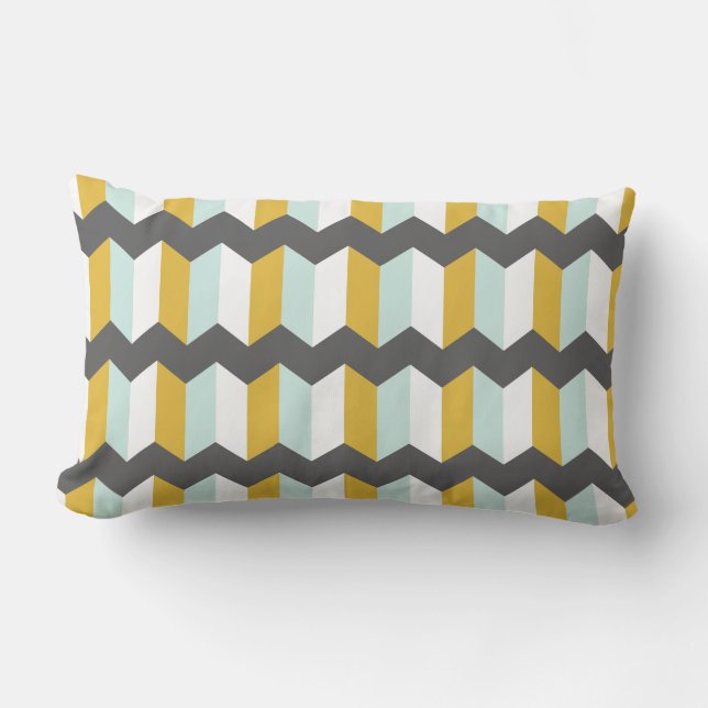 Coussin Rectangle Menthe géométrique de Chevron de rayures et motif (Recto)