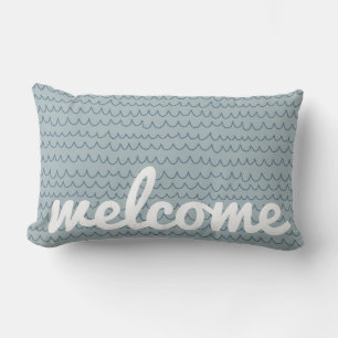 Coussin Rectangle Mer Bleue Douce Tirée Vague Côtière