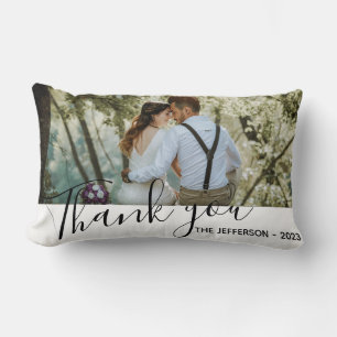 Coussin Rectangle Merci blanc moderne Mariage photo Jeu d'oreiller