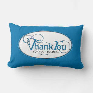 Coussin Rectangle Merci Pour Les Affaires, Script Bleu