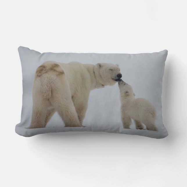 Coussin Rectangle Mère d'ours blanc avec CUB (Recto)