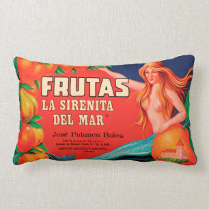 Coussin Rectangle MERMAID FRUIT VINTAGE ÉTIQUETTE 33 cm x 53 cm Cou