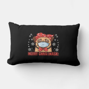 Coussin Rectangle Merry Christmas Cute Pug Dog Breed Furry