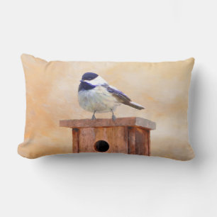 Coussin Rectangle Mésange sur la peinture de maison d'oiseau Art d'o