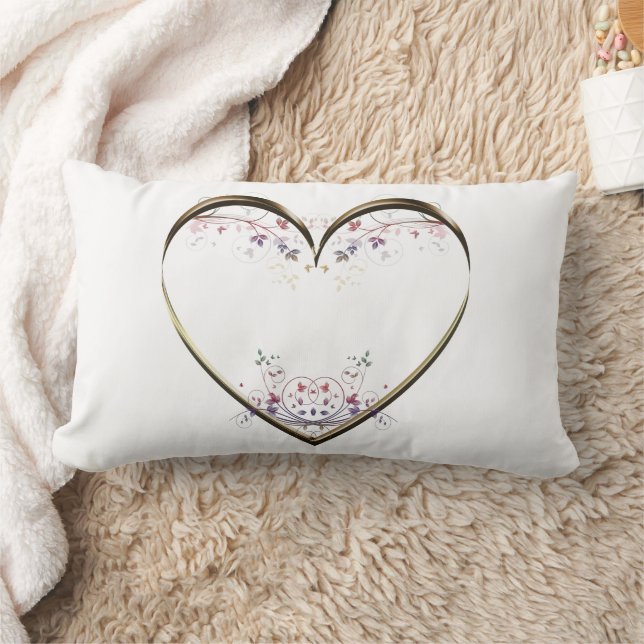 Coussin Rectangle Message personnalisé Heart n Flowers (Couverture)