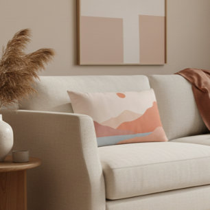 Coussin Rectangle Mi-siècle Moderne Retro Paysage Orange