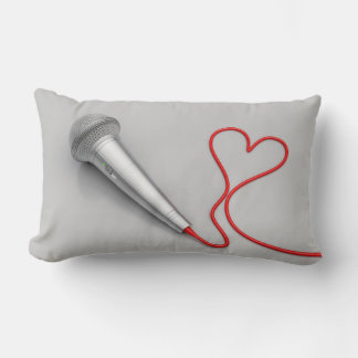 Coussin Rectangle Microphone et coeur rouge