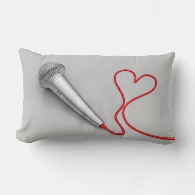 Coussin Rectangle Microphone et coeur rouge (Recto)