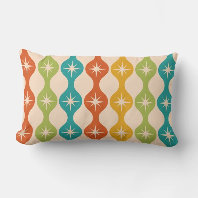Coussin Rectangle Mid Century Retro Starbursts on ogee pattern  (Recto)