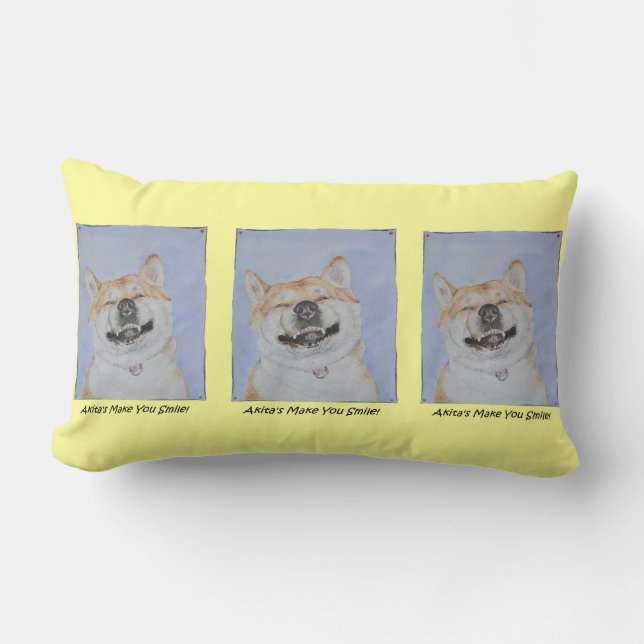 Coussin Rectangle mignon chien akita souriant unique et amusant (Recto)