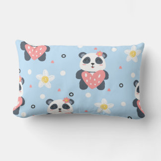 Coussin Rectangle Mignon motif sans couture de cœur de panda, N d'an