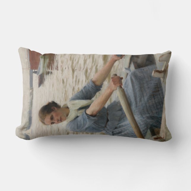 Coussin Rectangle Milk Maid sur un bateau à rames (par Albert Edelfe (Recto)