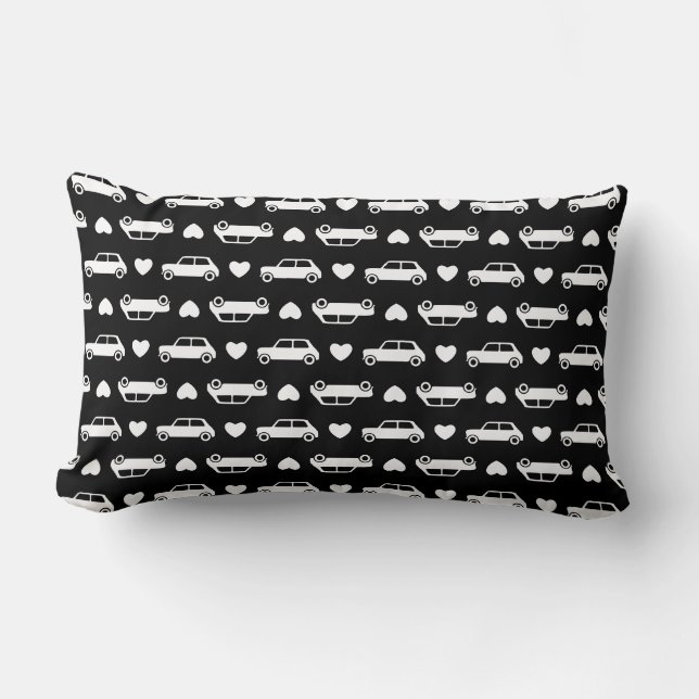 Coussin Rectangle Mini Coeurs de voiture Noir (Recto)