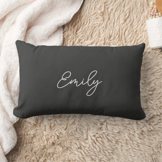 Coussin Rectangle Minimalist Gray Script Name Dorm Pillow  (Couverture)