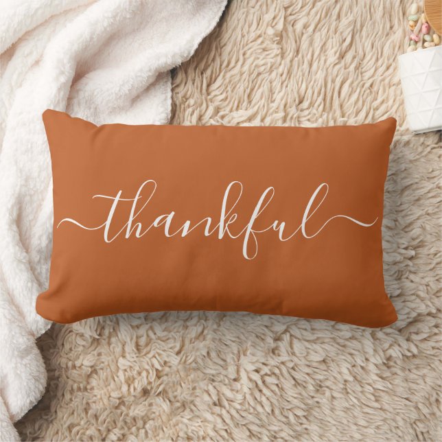 Coussin Rectangle Minimalist Thanksgiving Lumbar Pillow – Thankful (Couverture)