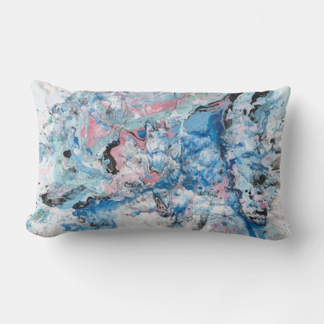 Coussin Rectangle Modèle Abstrait moderne rose bleu violet (Recto)