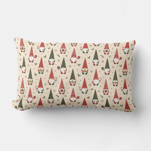 Coussin Rectangle Modèle de fête de gnome de Noël (Recto)