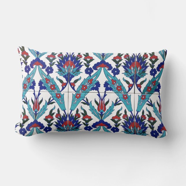Coussin Rectangle Modèle floral turc Iznik (Recto)
