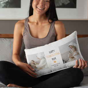 Coussin Rectangle Modern Collage Photo Bon thanksgiving Maman