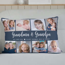 Coussin Rectangle Modern Grandparents Photo Collage Script